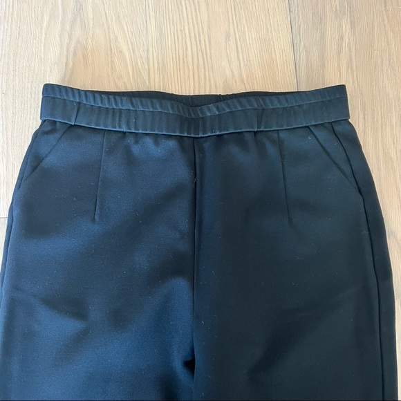 Black joggers asymmetrical bottom trim accent size large stretchy elastic - Picture 3 of 5